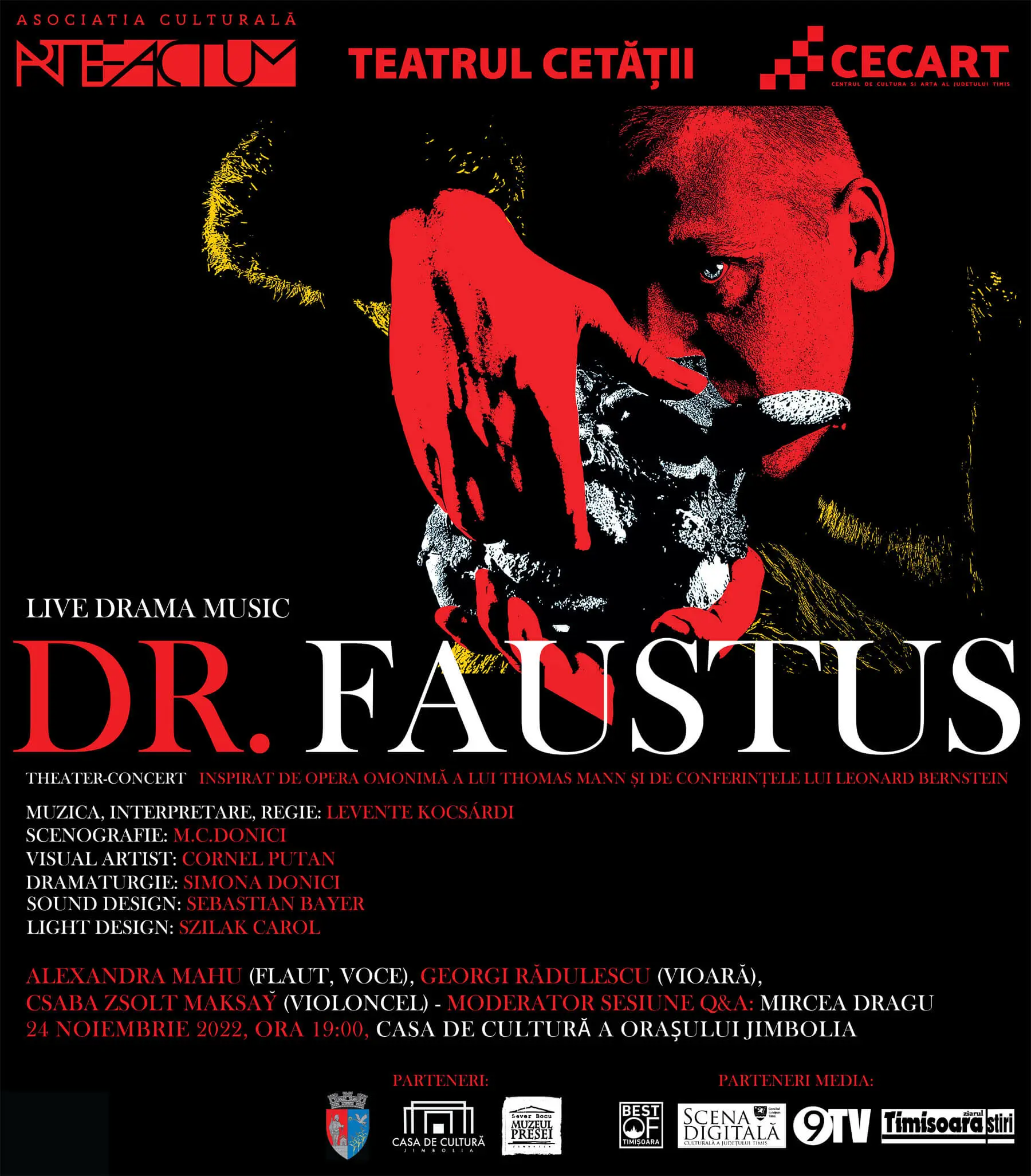 Teatrul Cetății ajunge la Jimbolia în 24 noiembrie cu ”Doctor Faustus” – live drama music show
