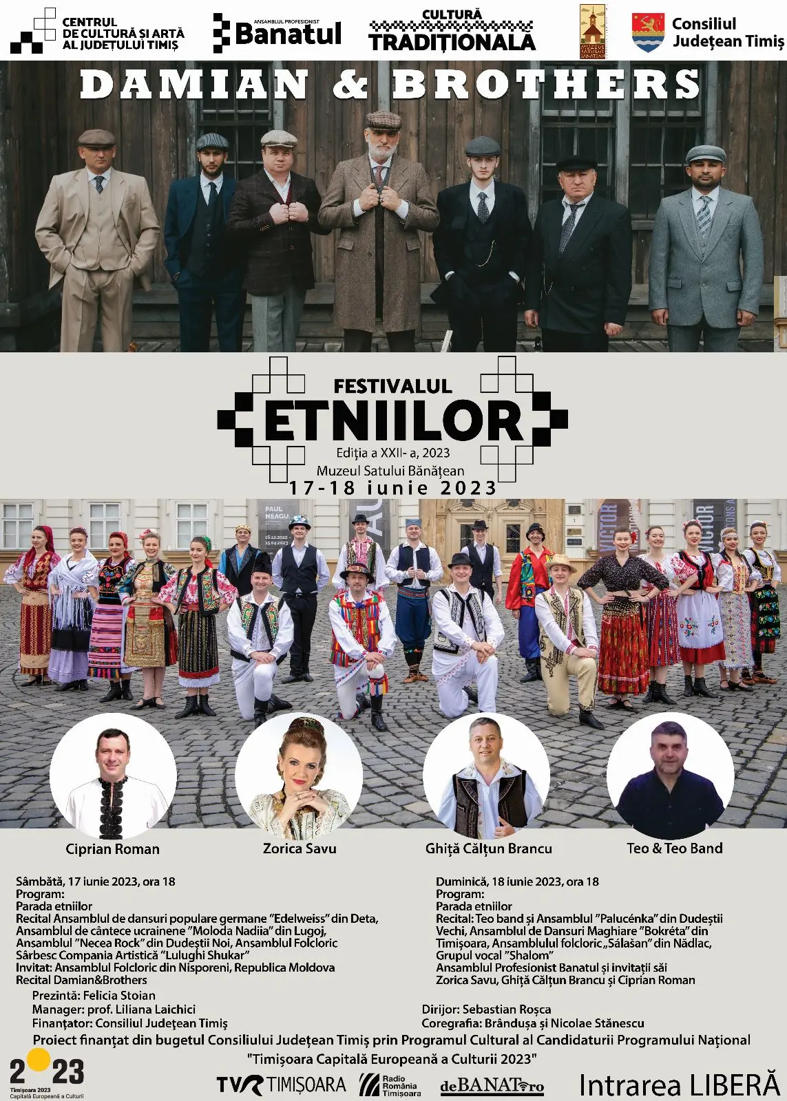 Damian&Brothers, Ansamblul Profesionist Banatul, Teo Band, Zorica Savu, Ghiță Călțun Brancu și Ciprian Roman la Festivalul Etniilor